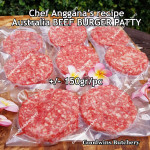 Australia beef mince 85CL Anggana's BURGER PATTY seasoned with Italian herbs ECONOMY THIN frozen price for 500g 5pcs